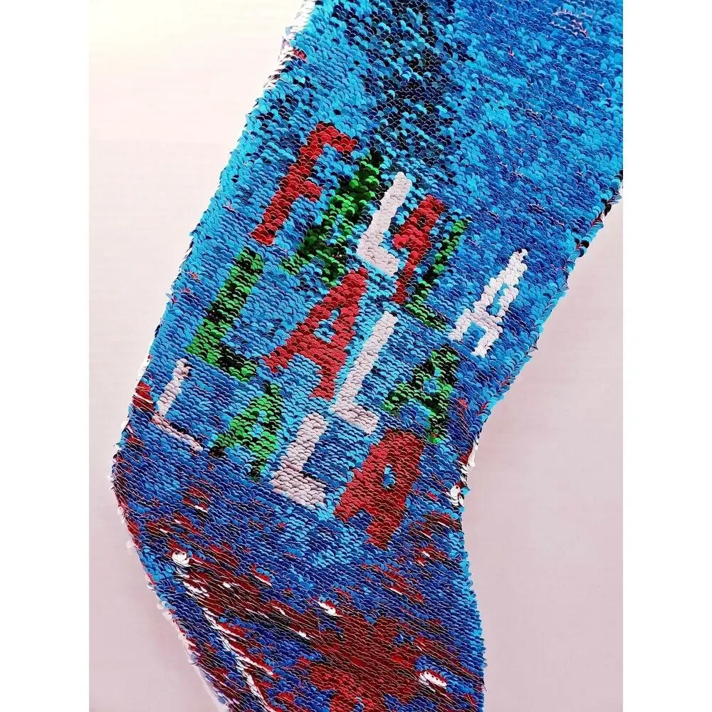 New REVERSIBLE SEQUINS FALALA LA LA LA LA CHRISTMAS STOCKING 24